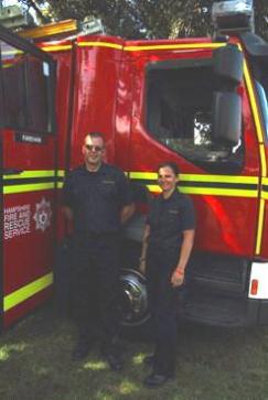 Fareham firefighters from 2 Red Watch Matt Rolfe and Emma Collier